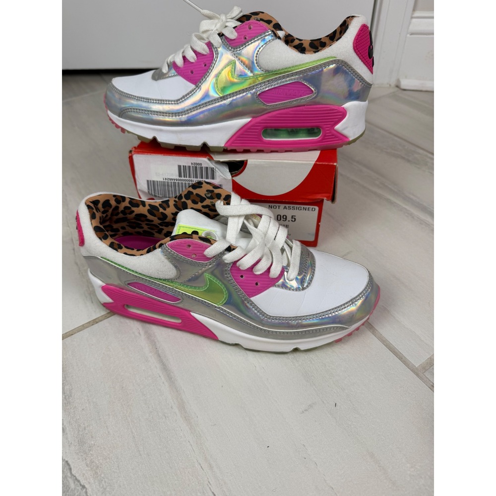 Nike Air Max 90 LX Illusion Green Silver Leopard CQ2559-100 Womens 9.5 Sneakers